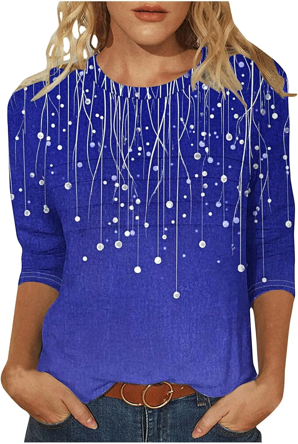 

Женская футболка с 3/4 рукавом, весенний бохо-принт Floleo