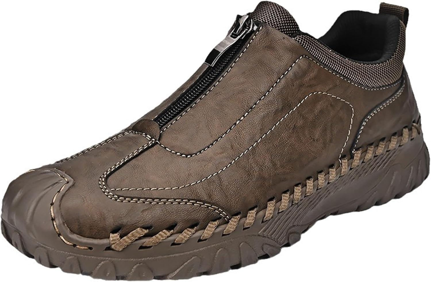 

Мужские кожаные кроссовки для прогулок, модные, удобные, с перфорацией для дыхания, с мягкой сетчатой подкладкой, легкие и износостойкие Generic, коричневый