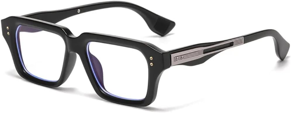 

Ретро-солнцезащитные очки для женщин и мужчин, градиентная защита от УФ-излучения UV400, модные прозрачные линзы, стильная оправа с заклепками TVTBBVV, Black Silver Clear