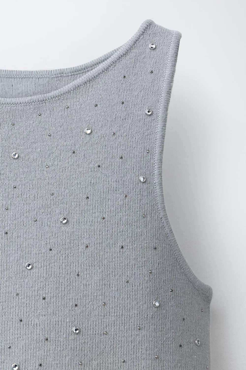 Блестящий вязаный топ ZARA, Grey/Blue — фото 3