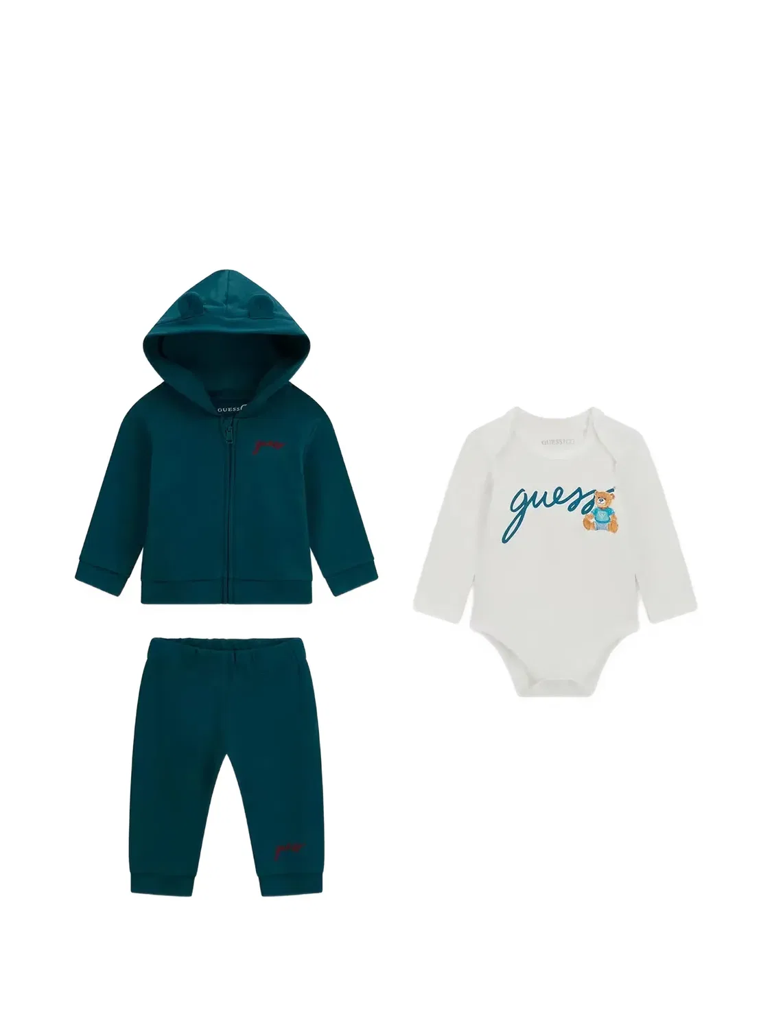 Спортивный костюм-тройка с капюшоном Guess Kids, зеленый