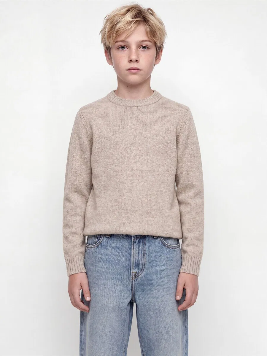 Детский свитер Jack & Jones Junior 'JJESOHO OLLIE' серо-бежевого цвета