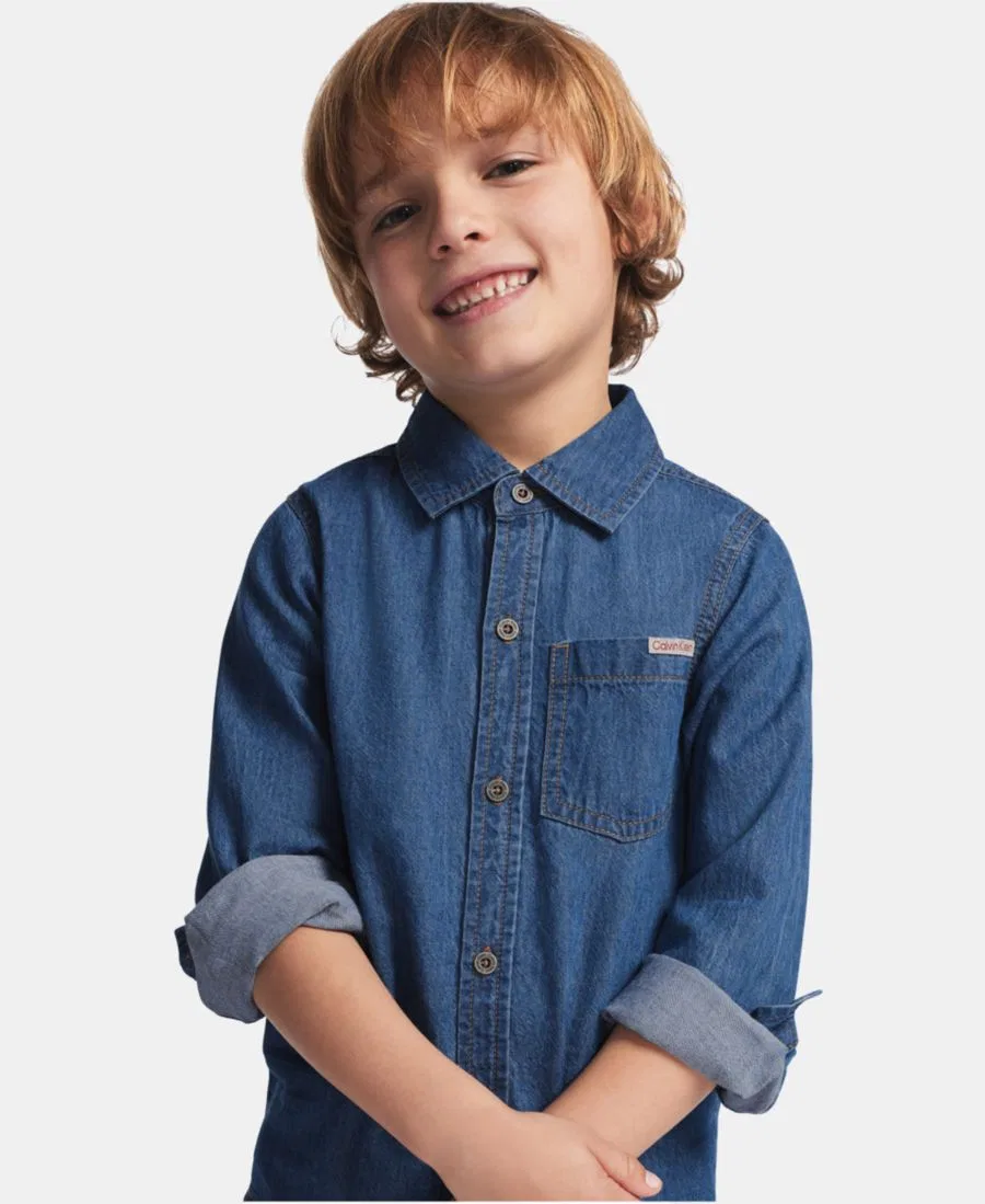 Комплект из рубашки и брюк для мальчика Calvin Klein, Denim/Marble — фото 4