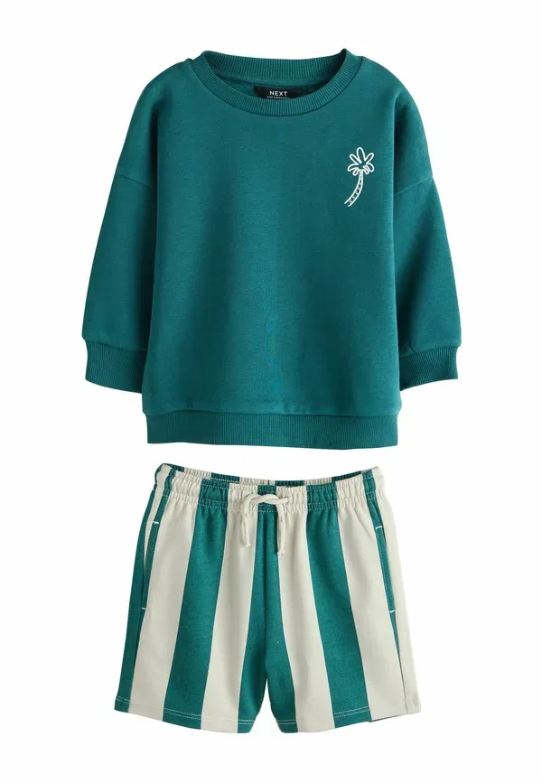 Комплект из толстовки и брюк полосатый Crew neck 2 pack set Next rust brown, teal, коричневый/бирюзовый — фото 2