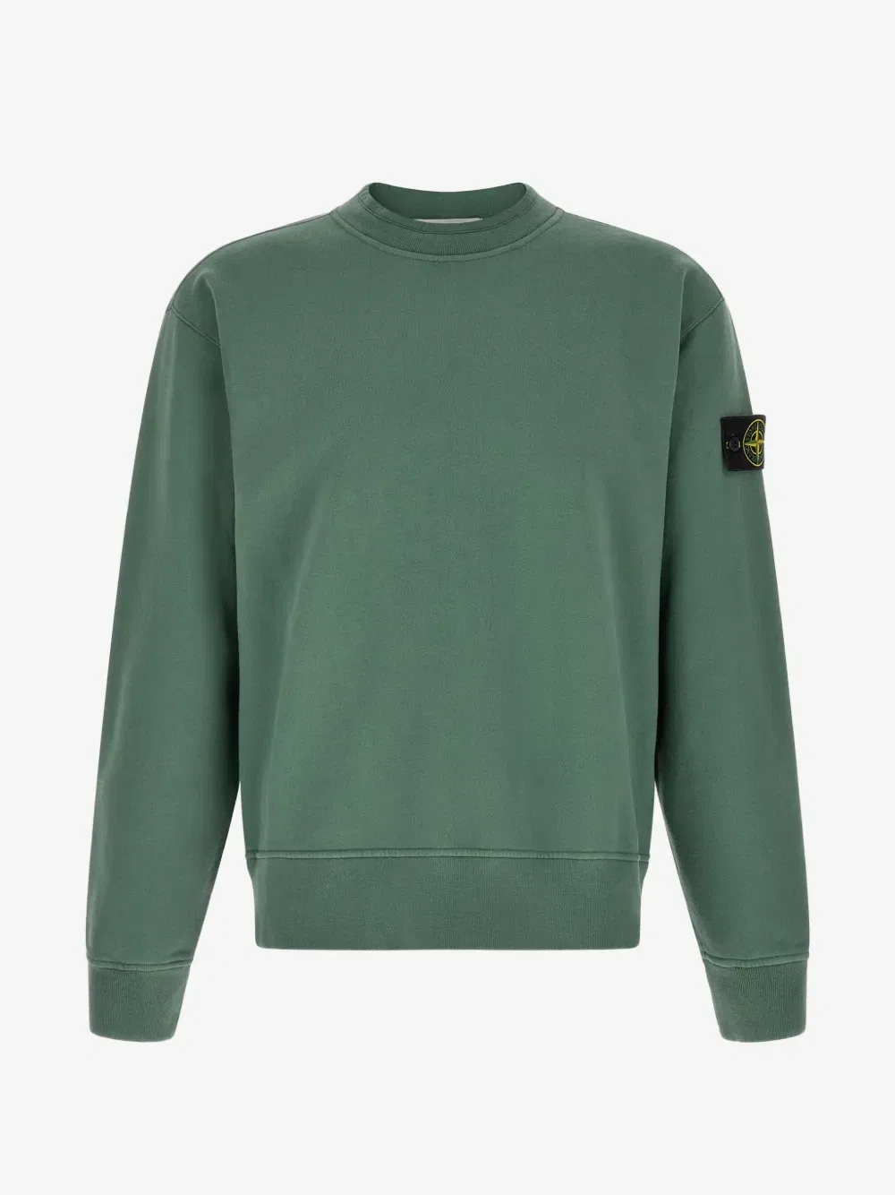 Свитшот из органического хлопка с начесом на флисе Stone Island, зеленый