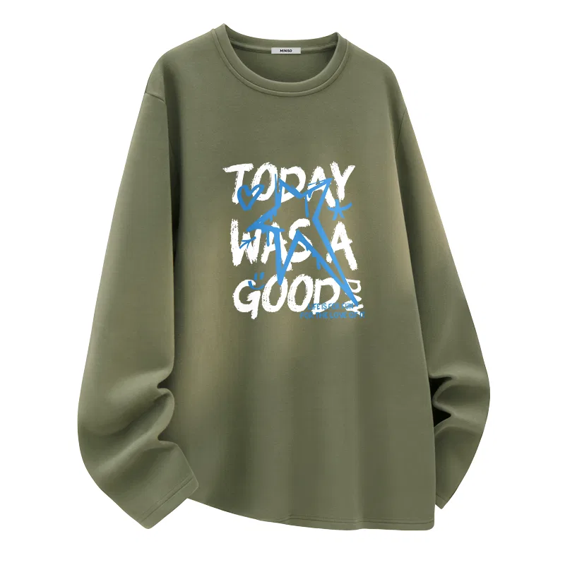 Детская футболка с принтом MINISO, Цвет Double-Sided Fleece Army Green (Ma Da Chang Blue Graffiti)