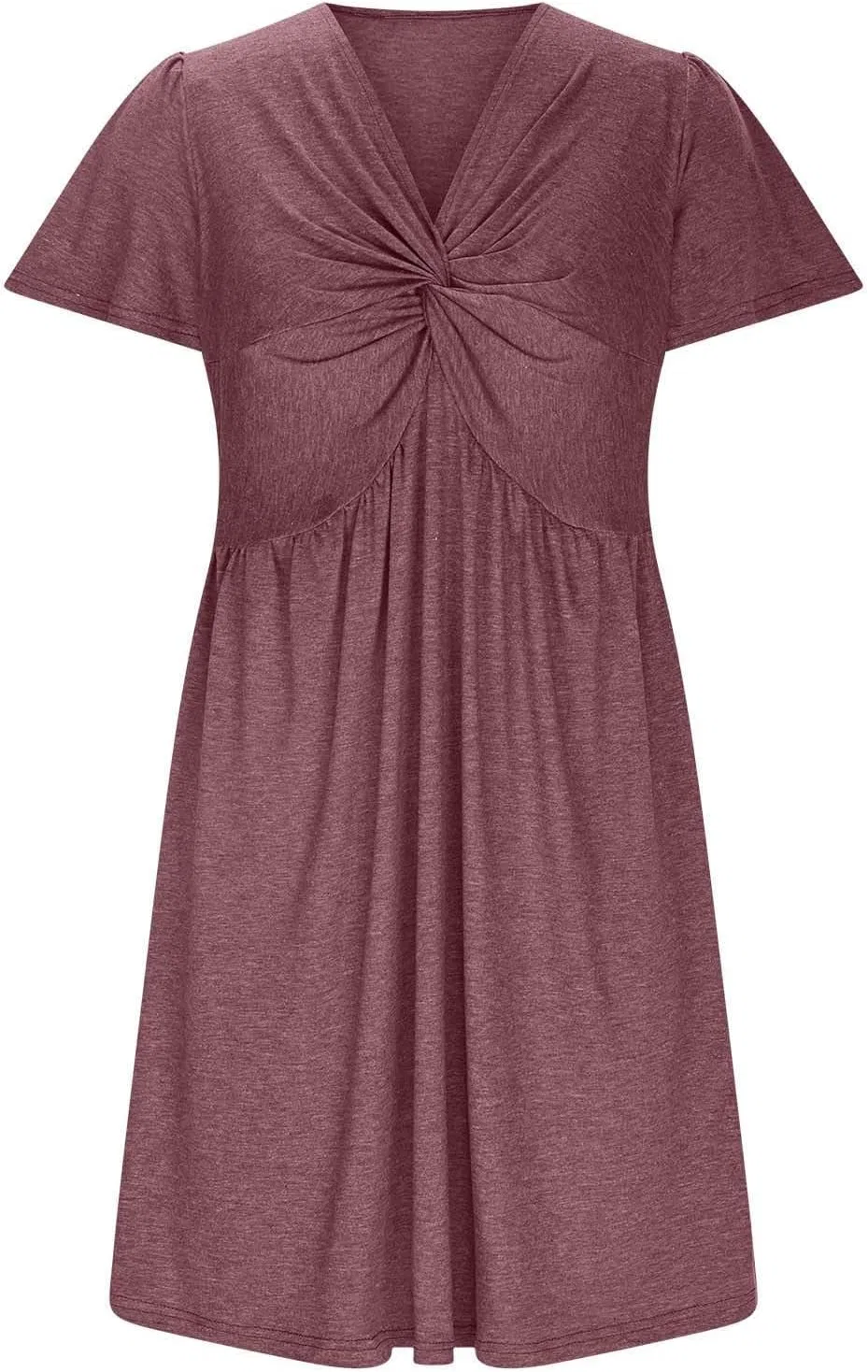 Женское летнее платье A-силуэта с закрученным передом, Wine Red — фото 3