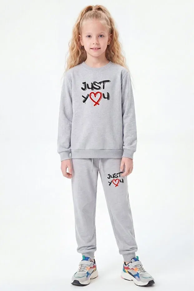Детский спортивный комплект для девочек с принтом Fyk Kids, Black-Grey-Smoked — фото 3