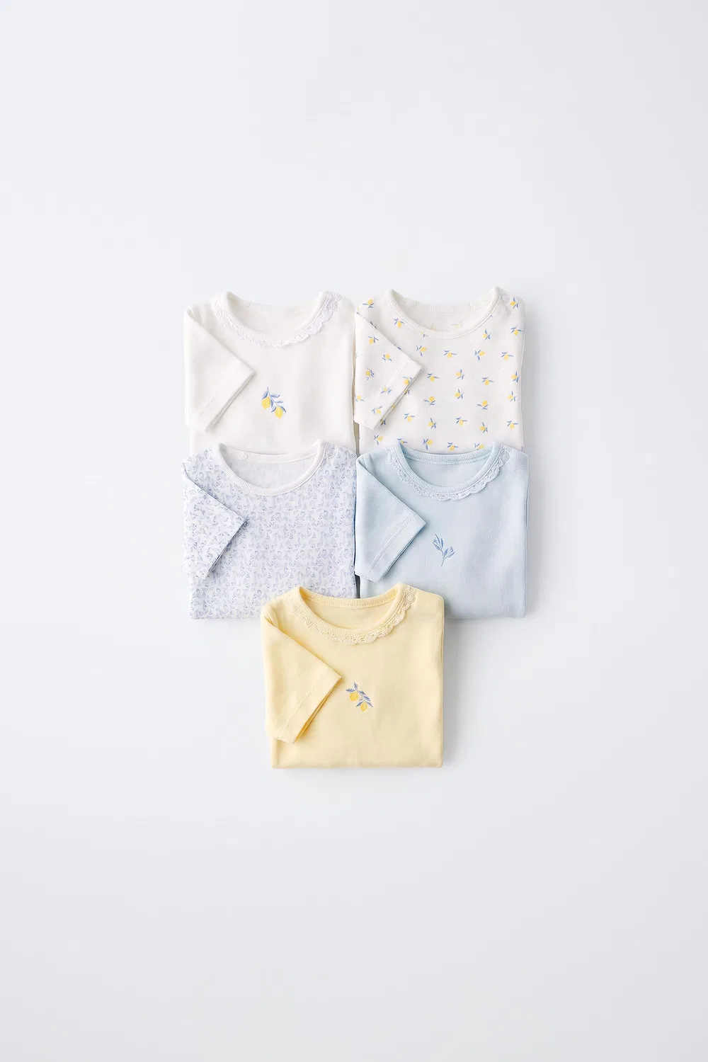 Набор из 5 боди с короткими рукавами и лимонным принтом ZARA, Blue/White