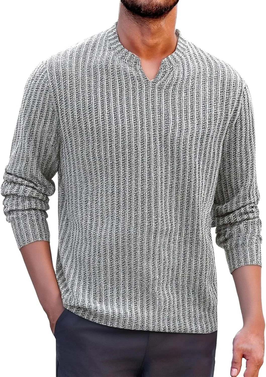 Мужская длинная футболка ribbed текстура Miyaomn, Grey