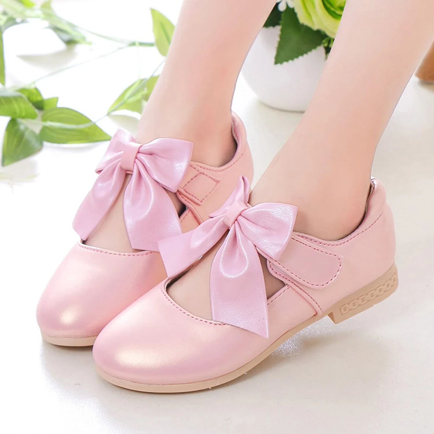 Детские балетки для девочек с кружевом Princess Shoes, Pink Color — фото 2