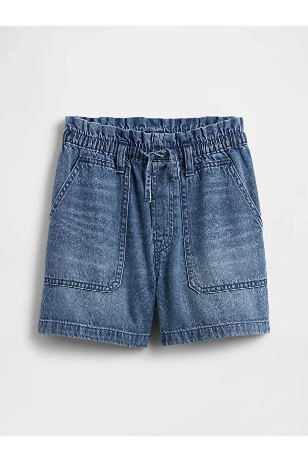 Детские шорты для девочек с высокой талией Basics Gap, Blue-001