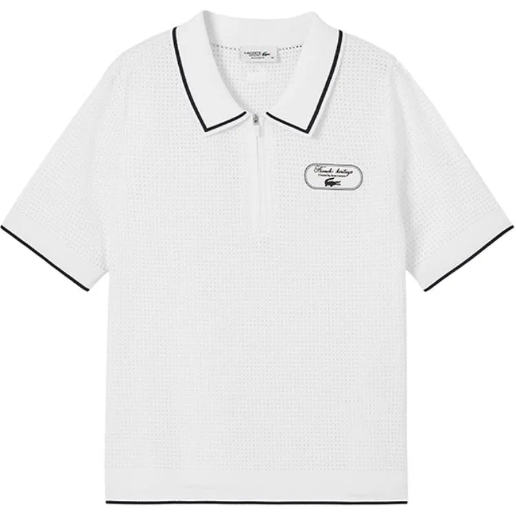 Женский трикотажный кардиган с лацканами LACOSTE, White