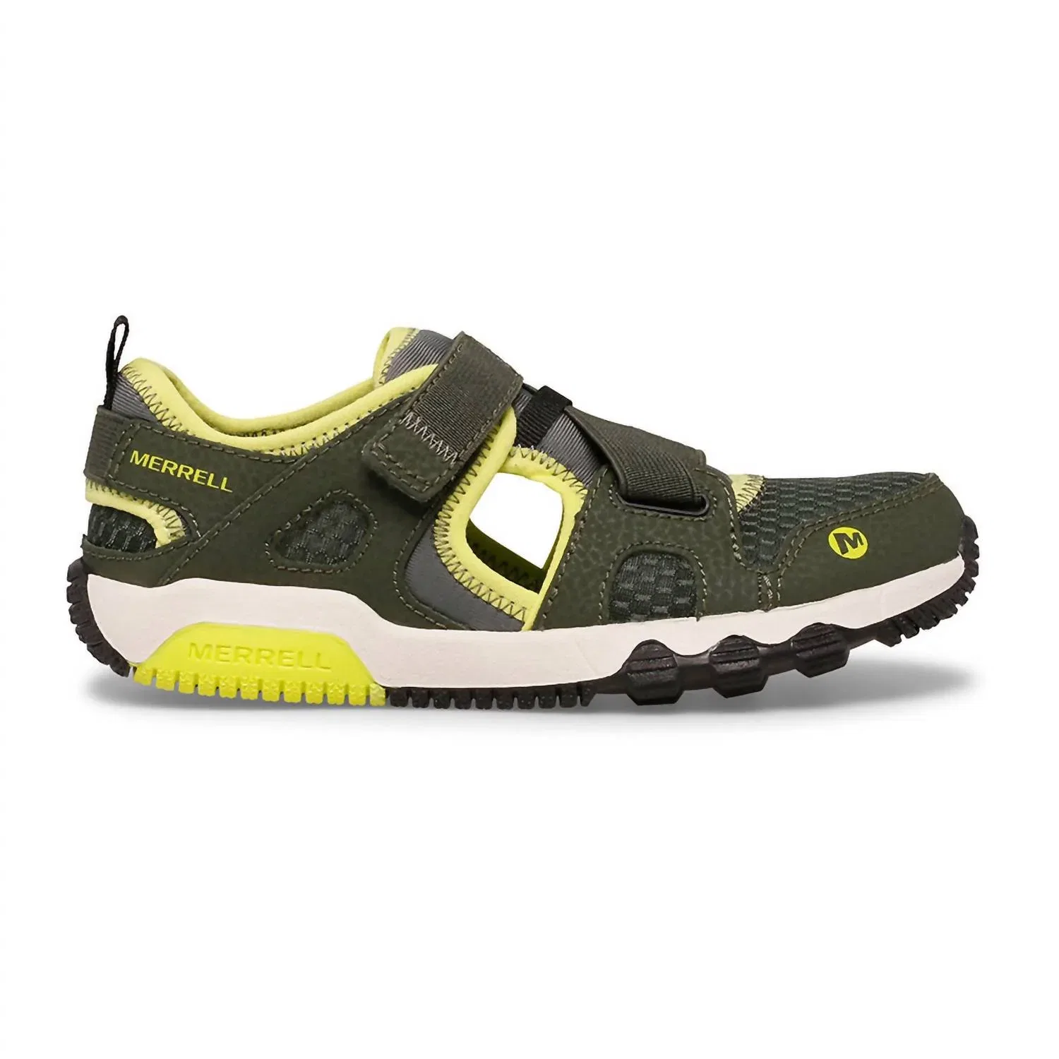 Детские сандалии для мальчиков с быстро сохнущим верхом Hydro Free Roam MERRELL, Olive/Lime — фото 2