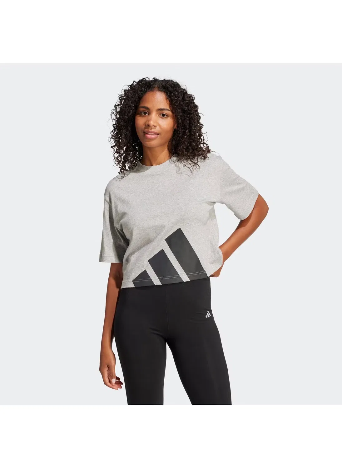 Футболка свободная с принтом Essentials big logo boyfriend Adidas, серый
