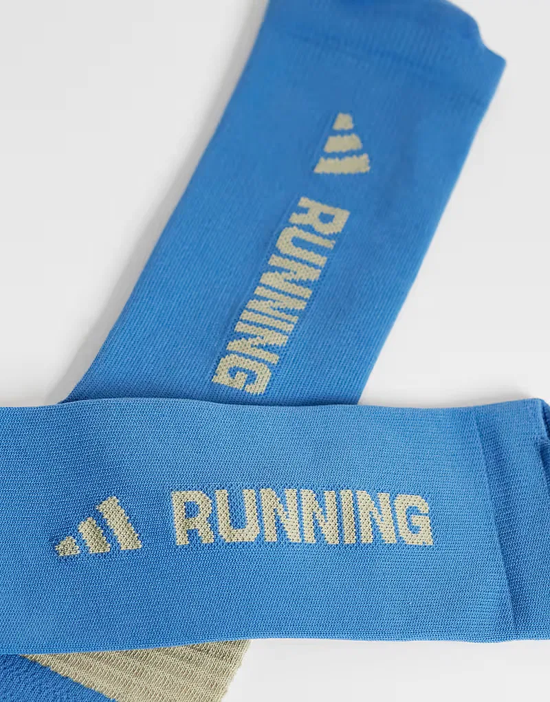 Беговые носки Adidas с декоративным элементом на пятке, синие — фото 2
