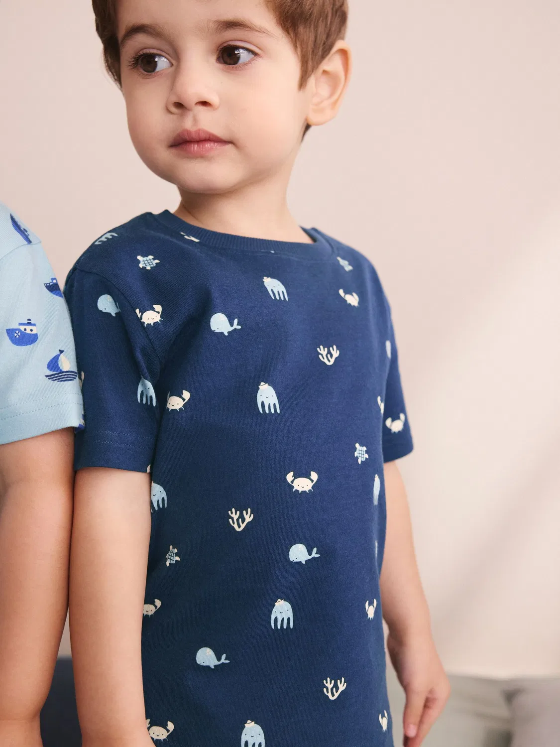 Пижама короткая Mini Sailor Print, 3 шт Next, голубой/экрю — фото 4