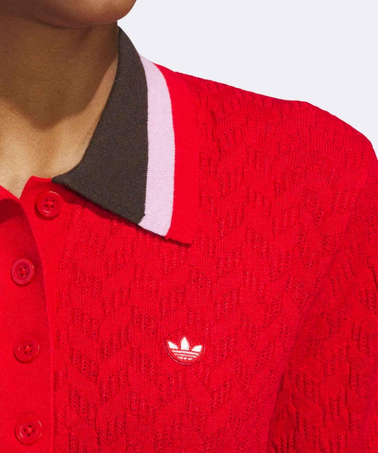 Женское поло из вязаного трикотажа с длинным рукавомOriginals Golf Adidas, Red — фото 4