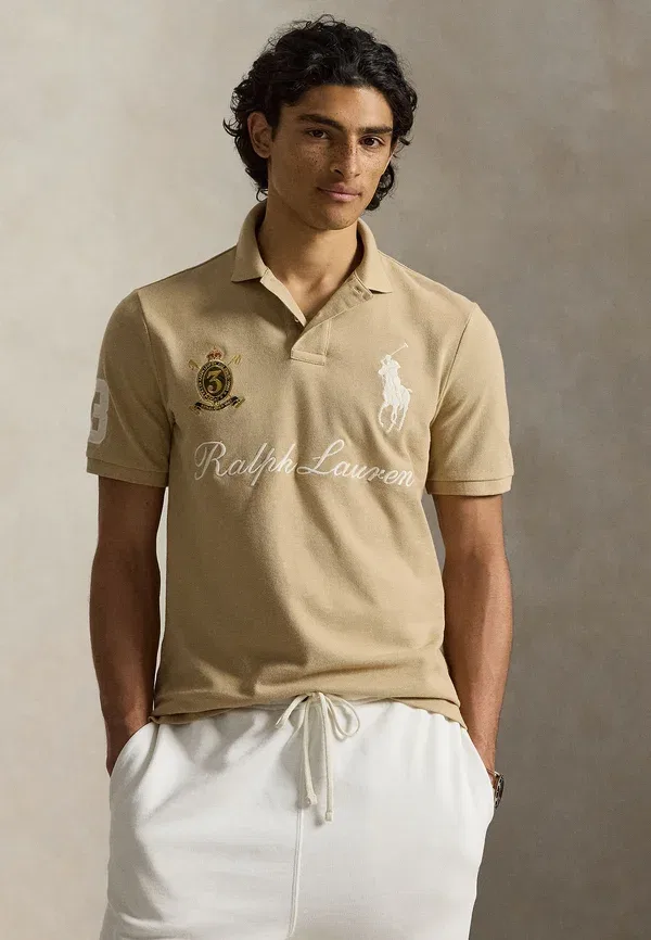 Футболка поло хлопковая, Classic Fit Big Pony Mesh Polo Shirt, Polo Ralph Lauren, Vintage Khaki, хаки