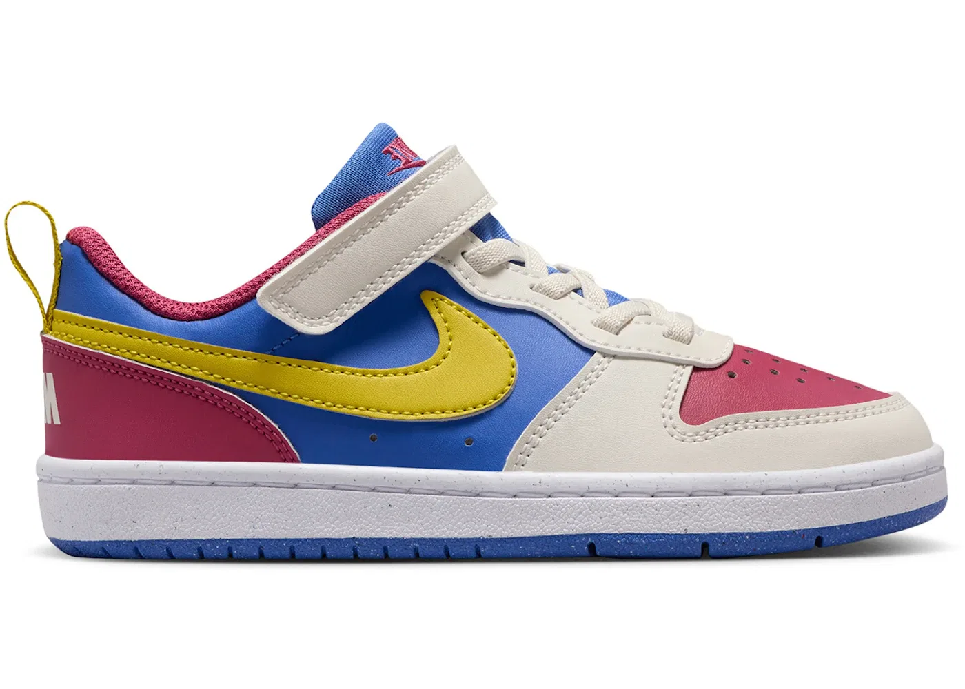 Детские кроссовки для мальчиков с низким силуэтом Nike Court Borough Low Recraft Nike, Sweet Beet/Soft Pearl/Comet Blue/Bright Citron