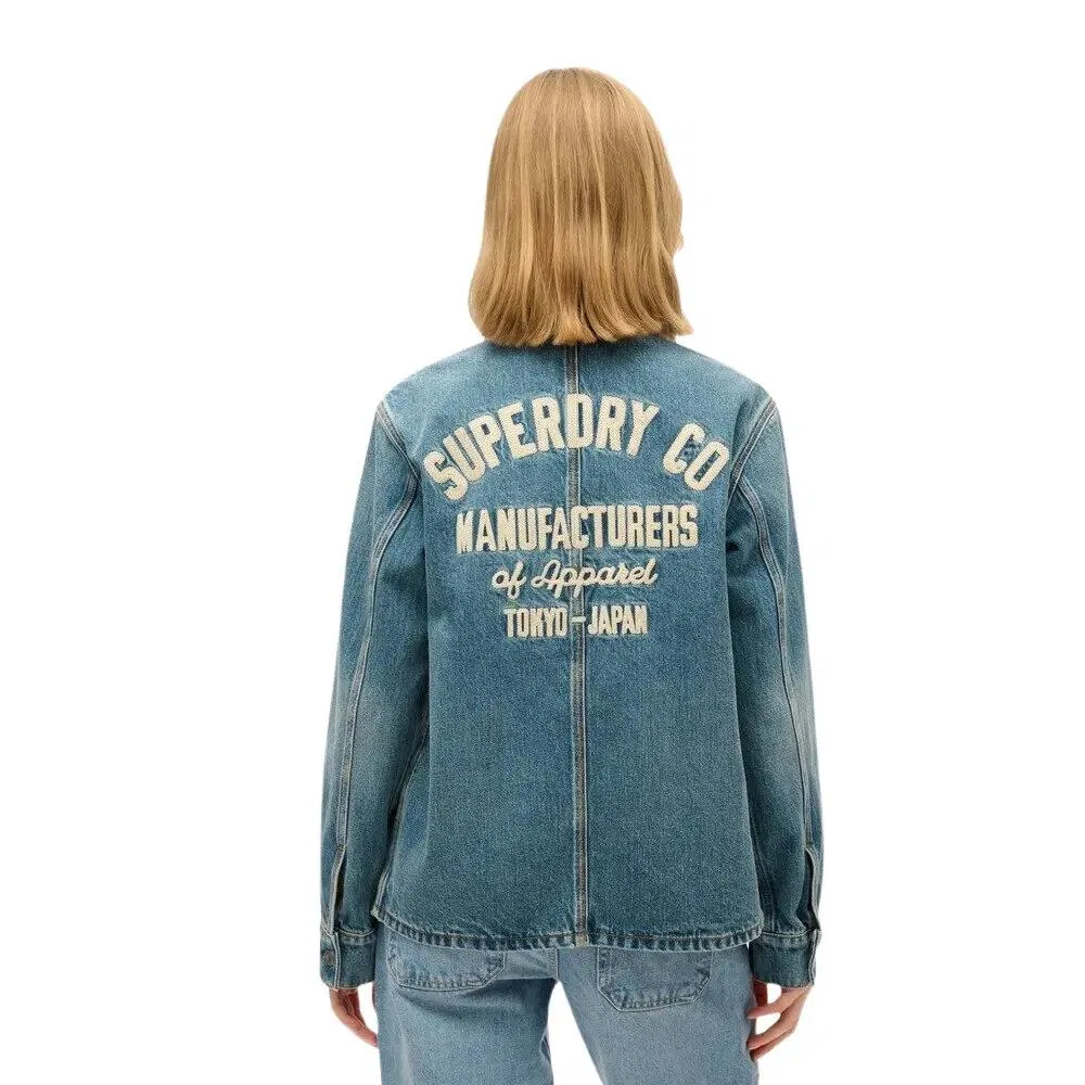 Женская джинсовая куртка с вышивкой Superdry Chore, BLAU — фото 2