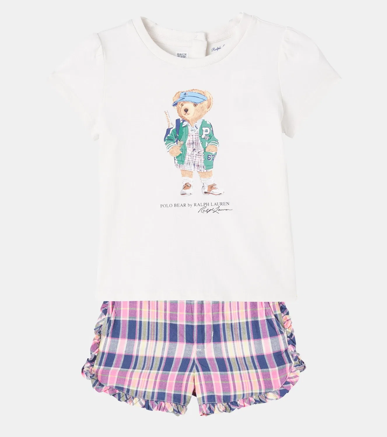Комплект из футболки и шорт Baby Polo Bear из хлопка Polo Ralph Lauren Kids, белый — фото 2