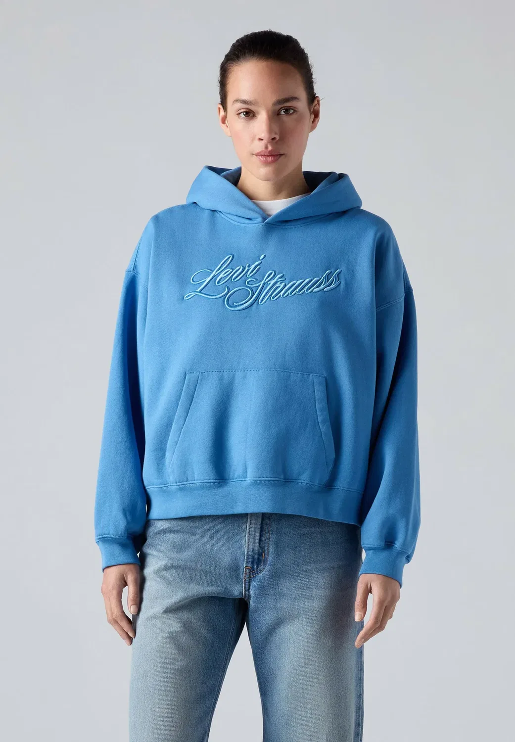 Толстовка с капюшоном Levi'S, Hoodie Corded Script Logo Parisian Blue - Blues -