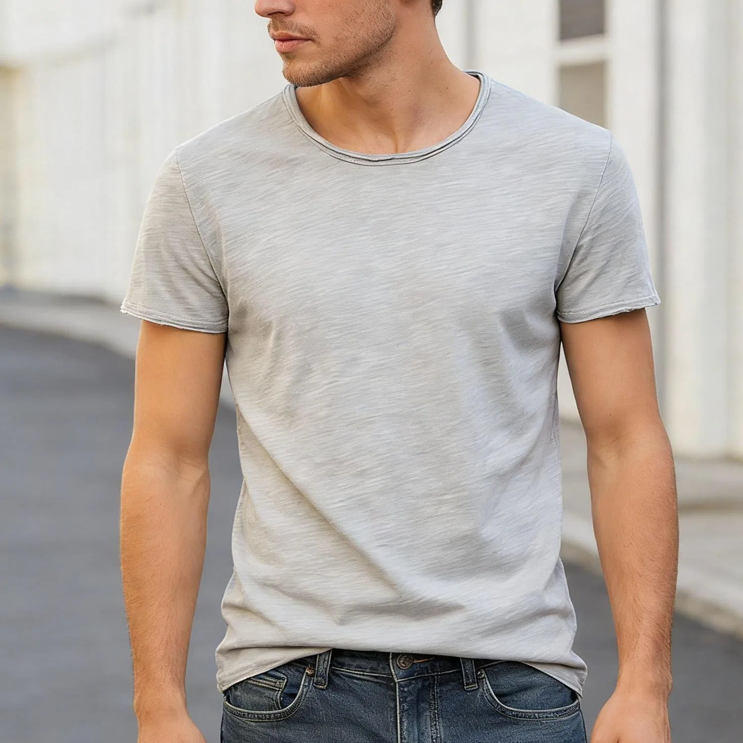 Мужская футболка с V-образным вырезом Running Shirts, Light Gray — фото 2