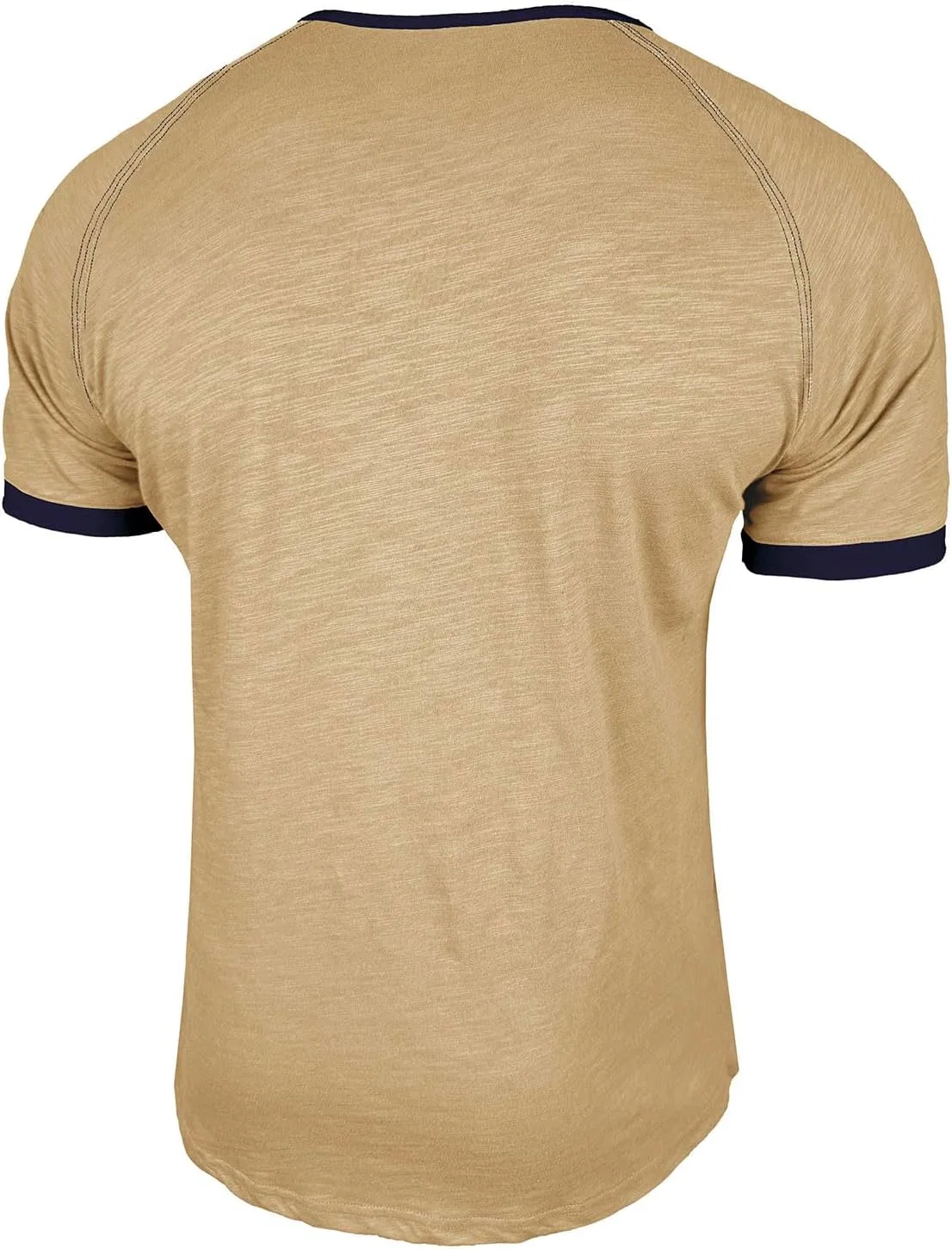 Мужская хлопковая футболка-поло с воротником Henley, Khaki — фото 3