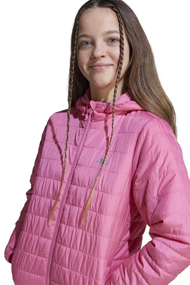 Детская куртка пуховик с капюшоном для девочек Adidas, Pink