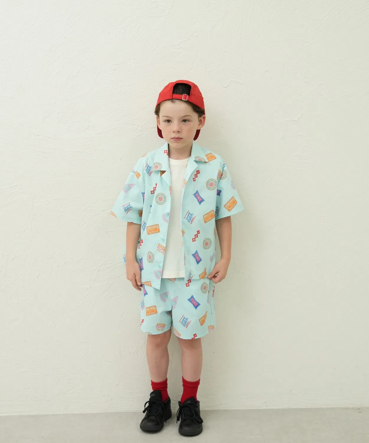 Детский комплект из футболки с коротким рукавом и шорт с принтом pairmanon, Light Blue