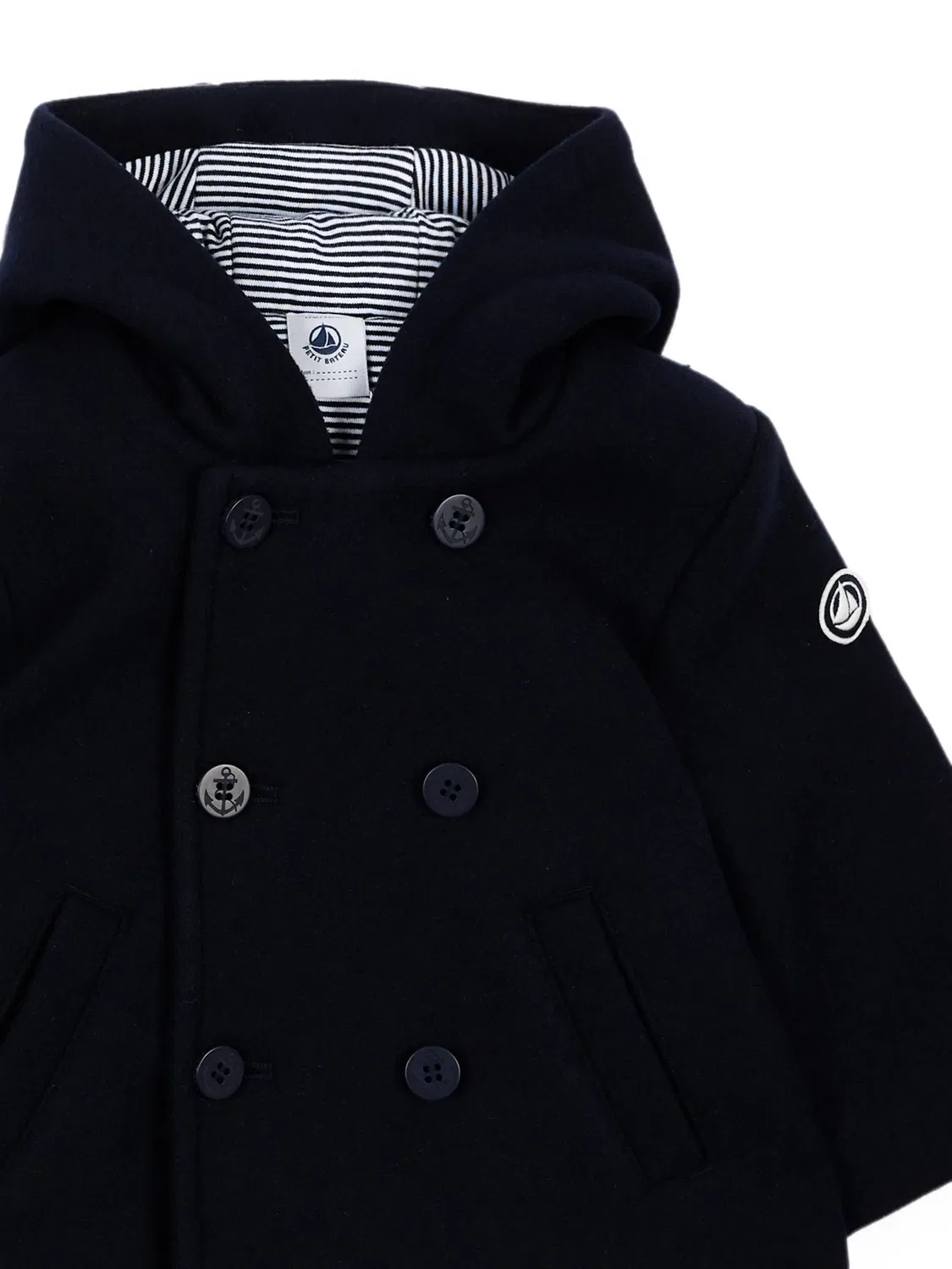 Двубортное пальто с капюшоном Petit Bateau, синий — фото 3