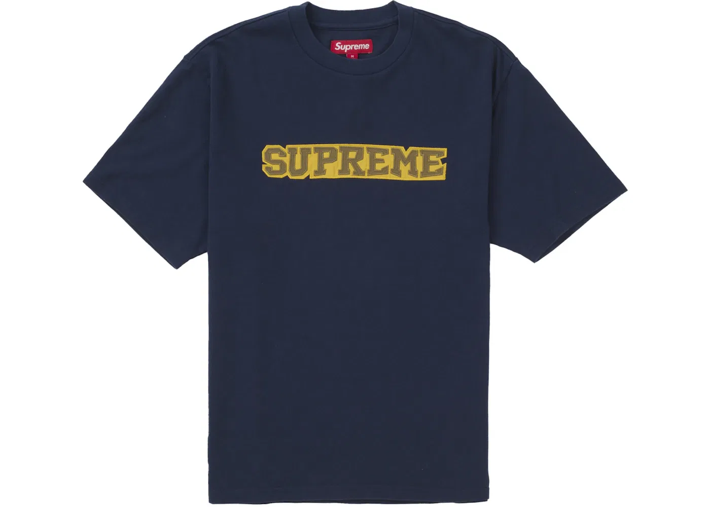 Мужская футболка с сатиновой аппликацией Supreme, Navy