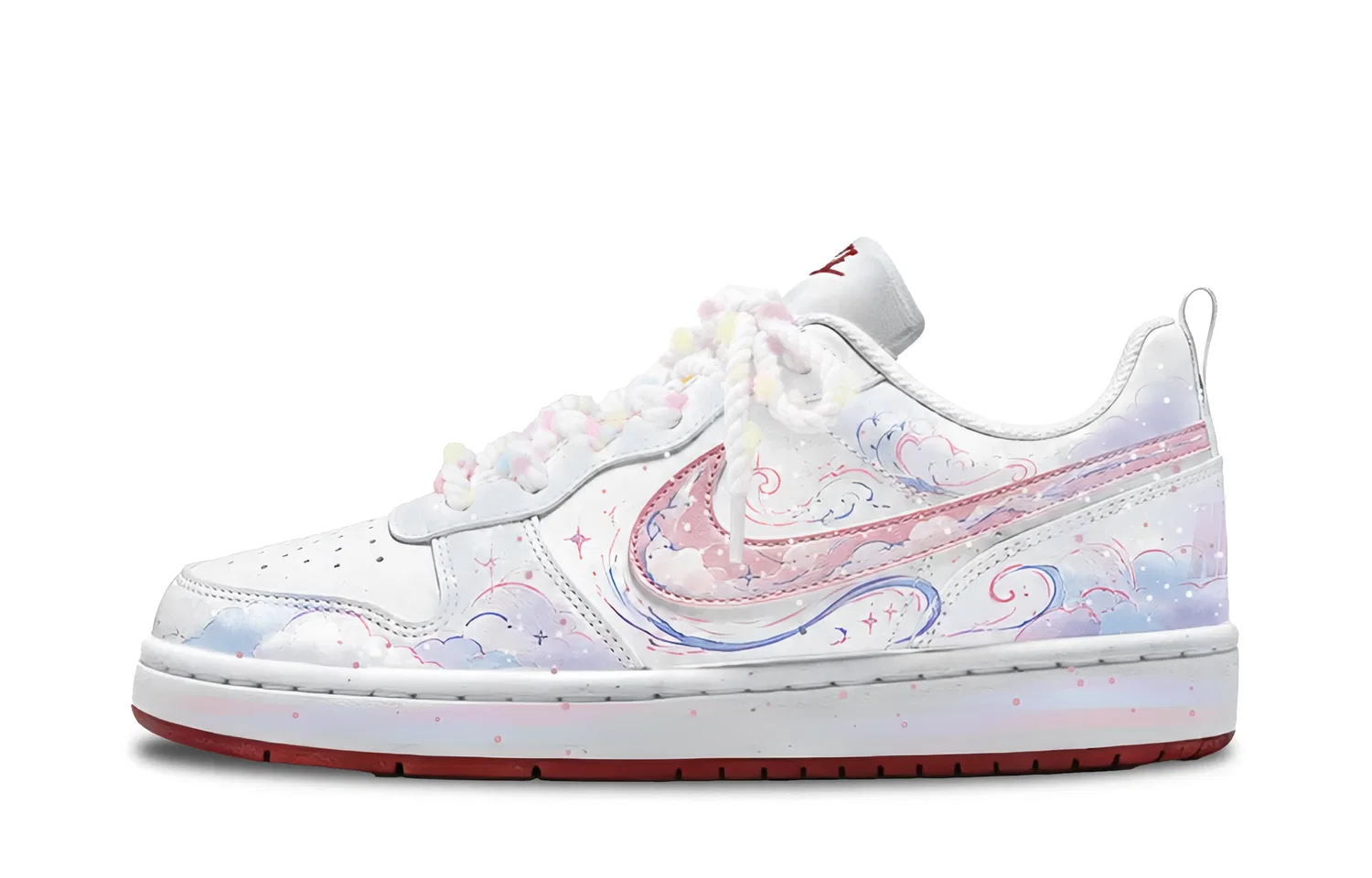 Детские кроссовки для скейтбординга с принтом Nike COURT BOROUGH RECRAFT, Pink Blue — фото 3