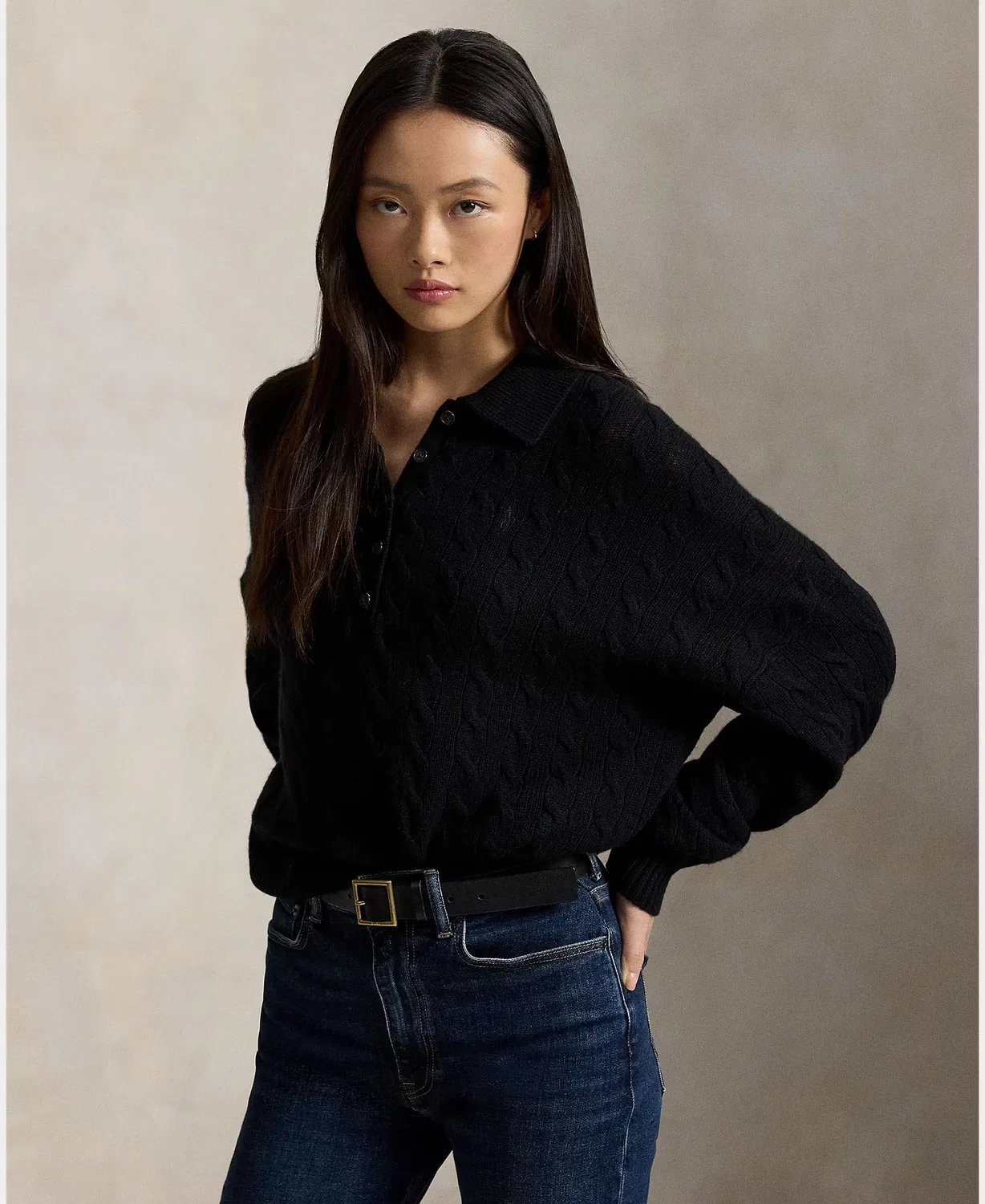 Женский джемпер, Henley Punto Ochos, Polo Ralph Lauren, черный