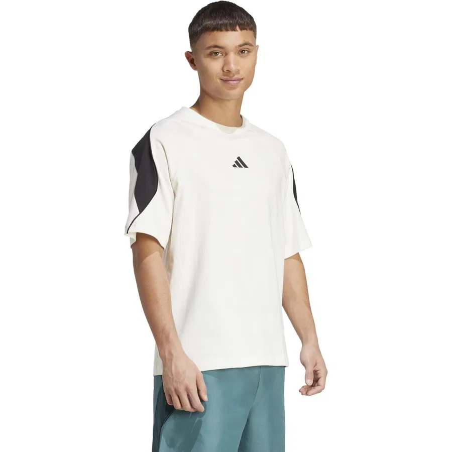 Мужская футболка из хлопка с логотипом adidas, Белый — фото 4