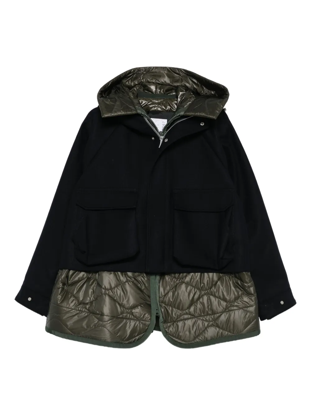 

Куртка с капюшоном и стегаными вставками SACAI, синий