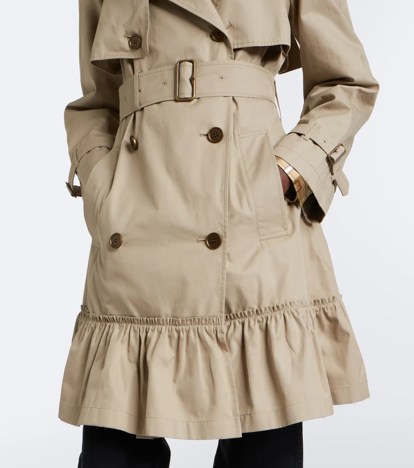 Тренч из хлопкового габардина Tillydrine Burberry, бежевый — фото 4