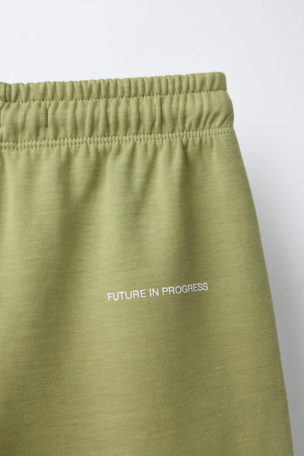 Прямые брюки из плюша с переплетением нитей ZARA, Washed Green — фото 4