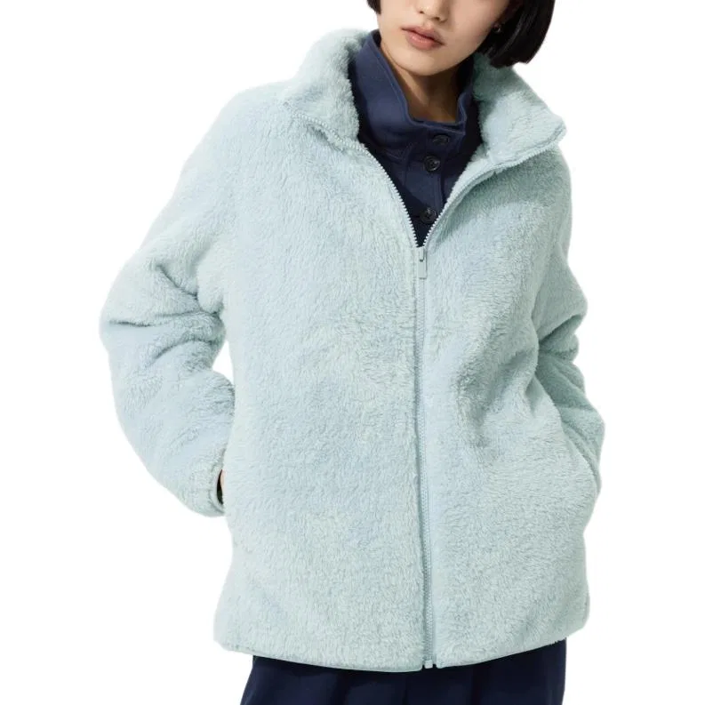 Женская бархатная куртка с воротником-стойкой UNIQLO, Blue