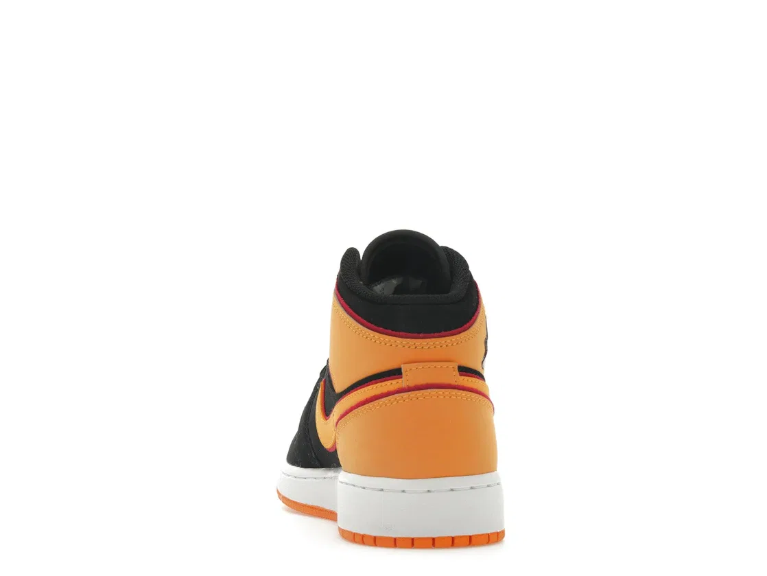 Детские кроссовки для мальчиков и девочек с классическим дизайном Jordan 1 Mid SE Jordan,: Black/Cardinal Red/White/Vivid Orange — фото 4