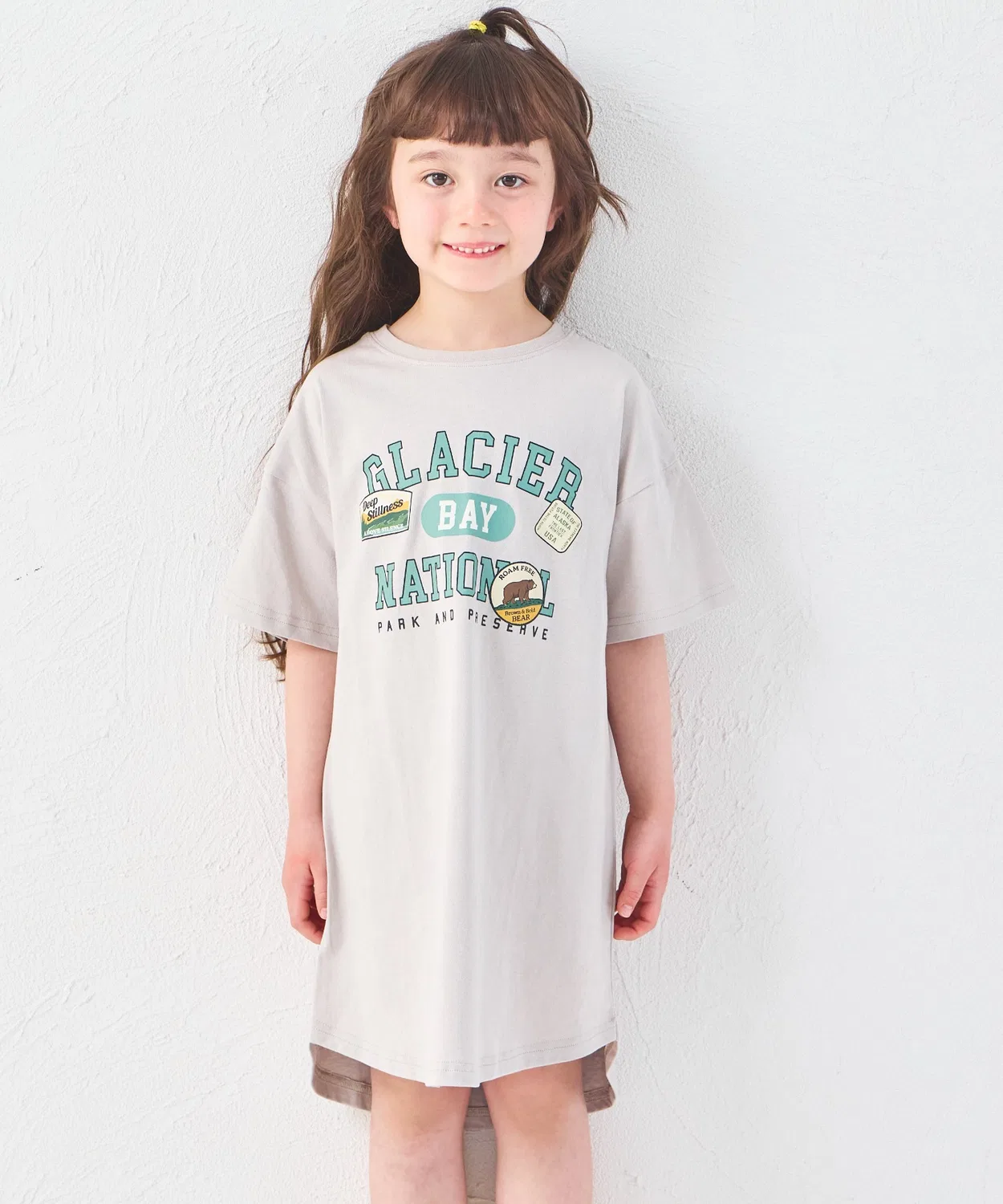 Детская туника-футболка с принтом Girls Logo Print Tunic T-Shirt pairmanon, Grayish Beige