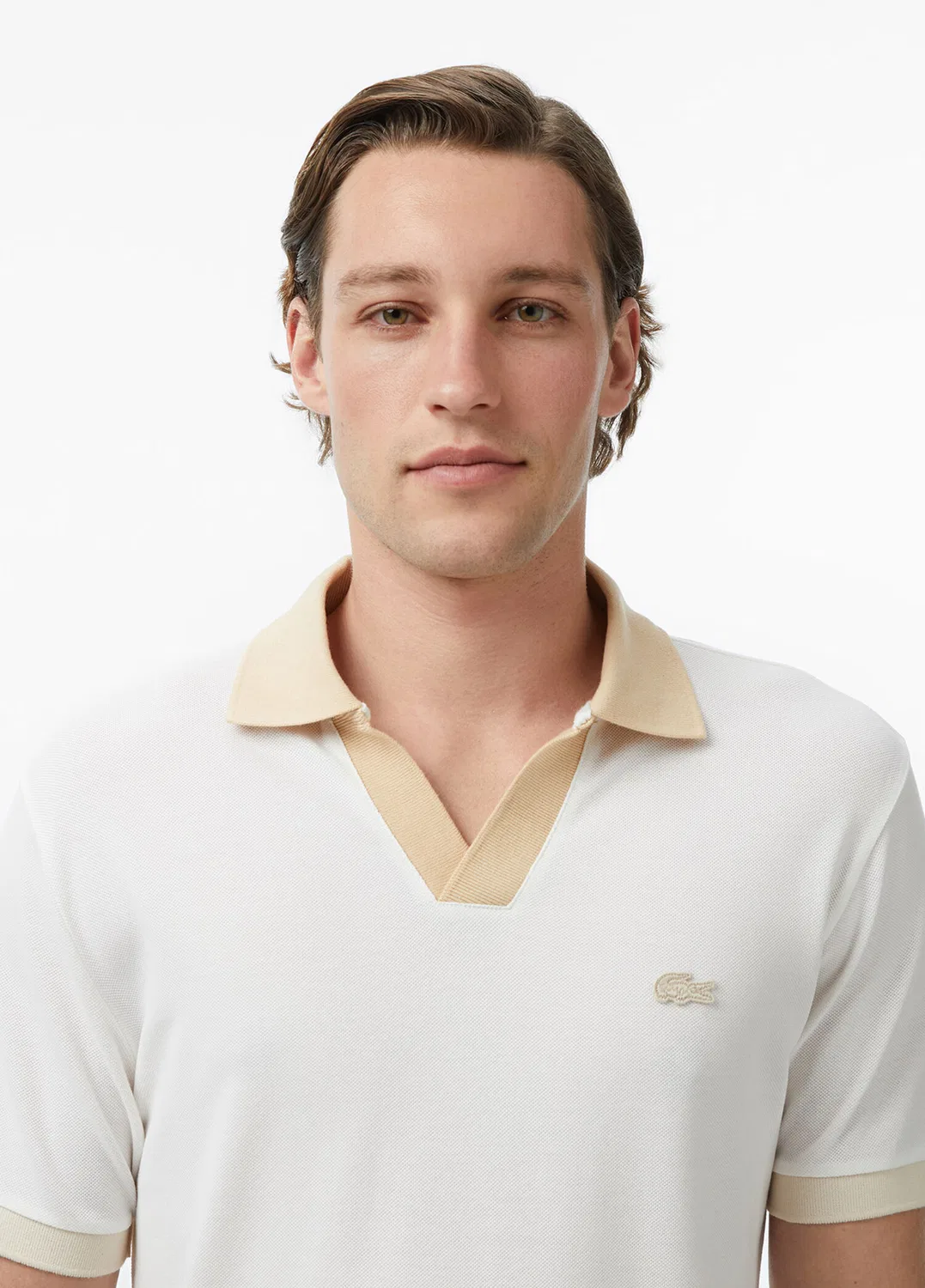 Поло Lacoste Regular Fit, кремовый — фото 2