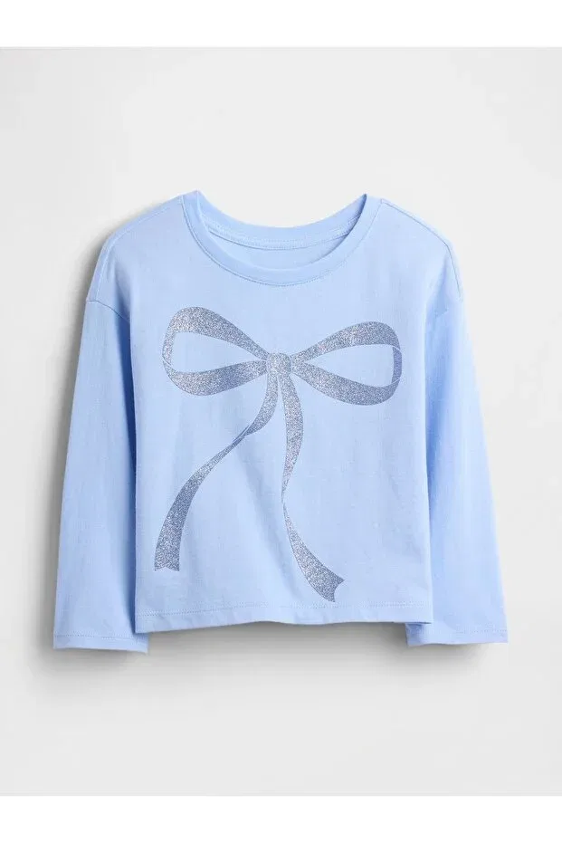 Детская футболка для девочек с принтом Relaxed Graphic T-Shirt Gap, Light Blue-001