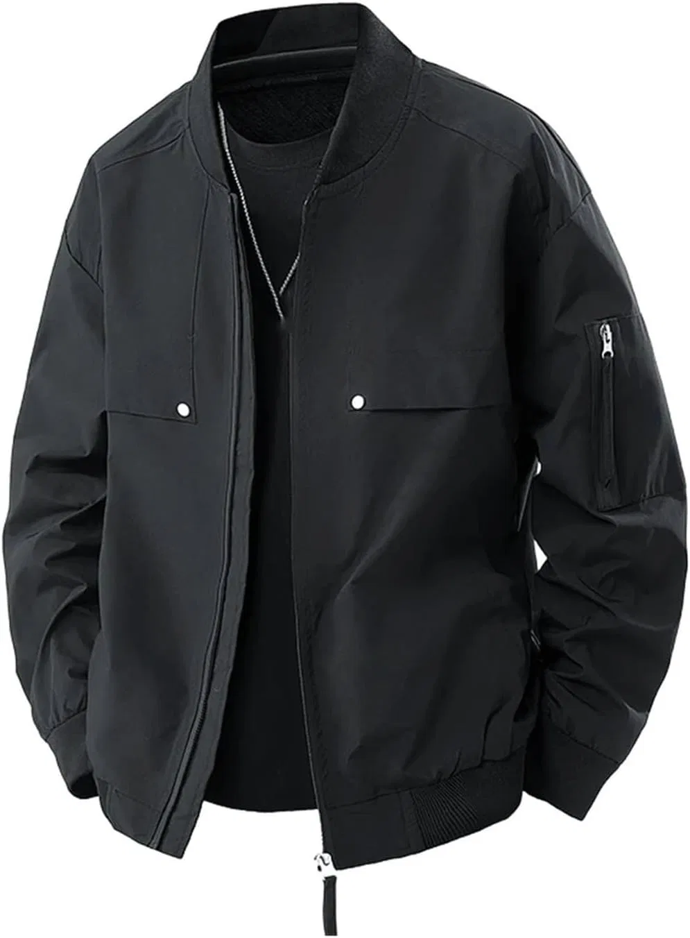Мужское пальто-бомбер с воротником, свободного кроя, Panelled Workwear, чёрный
