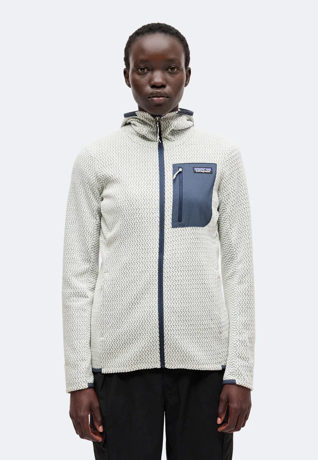 Толстовка R1 air на молнии с капюшоном - флисовая куртка Patagonia, Birch White