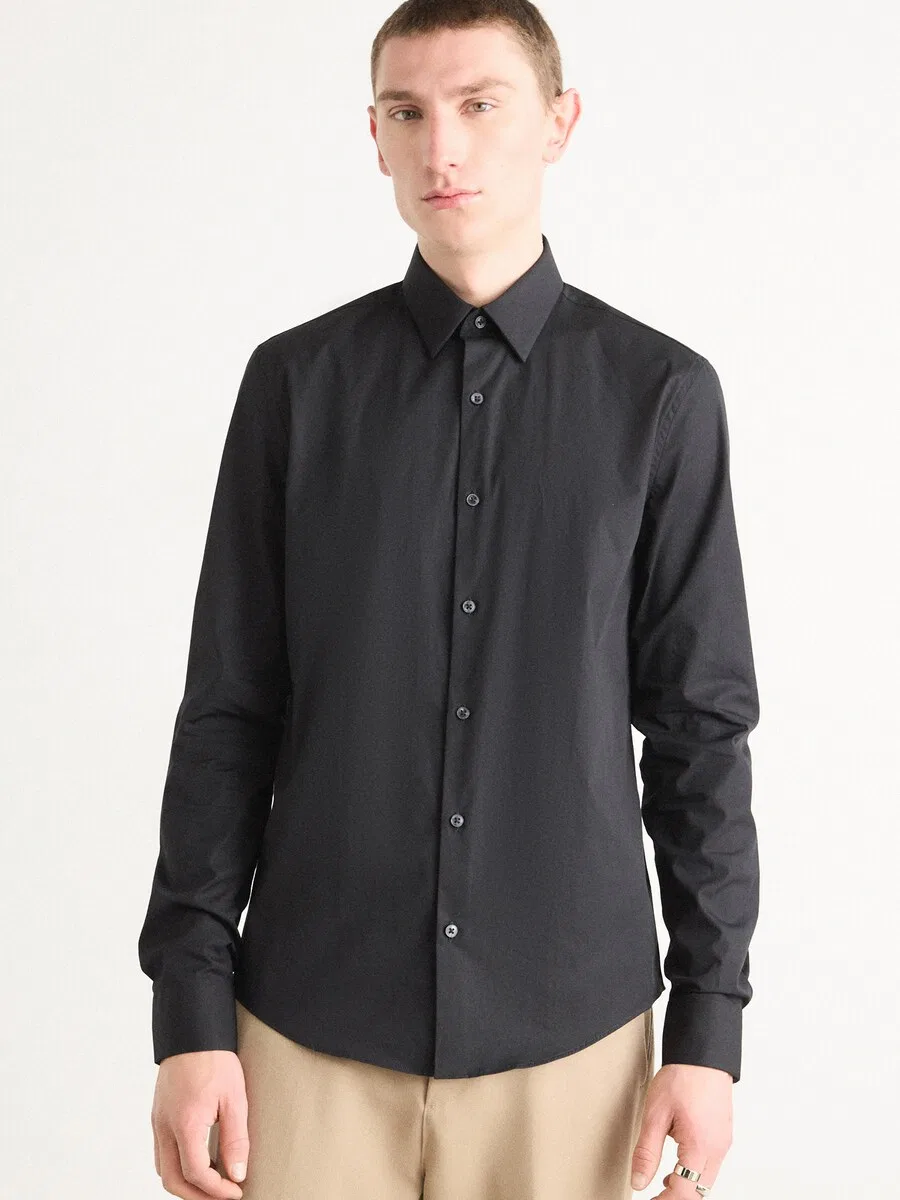Рубашка на пуговицах Calvin Klein Super Slim Fit 'Extra Slim Fit Stretch' черного цвета — фото 2