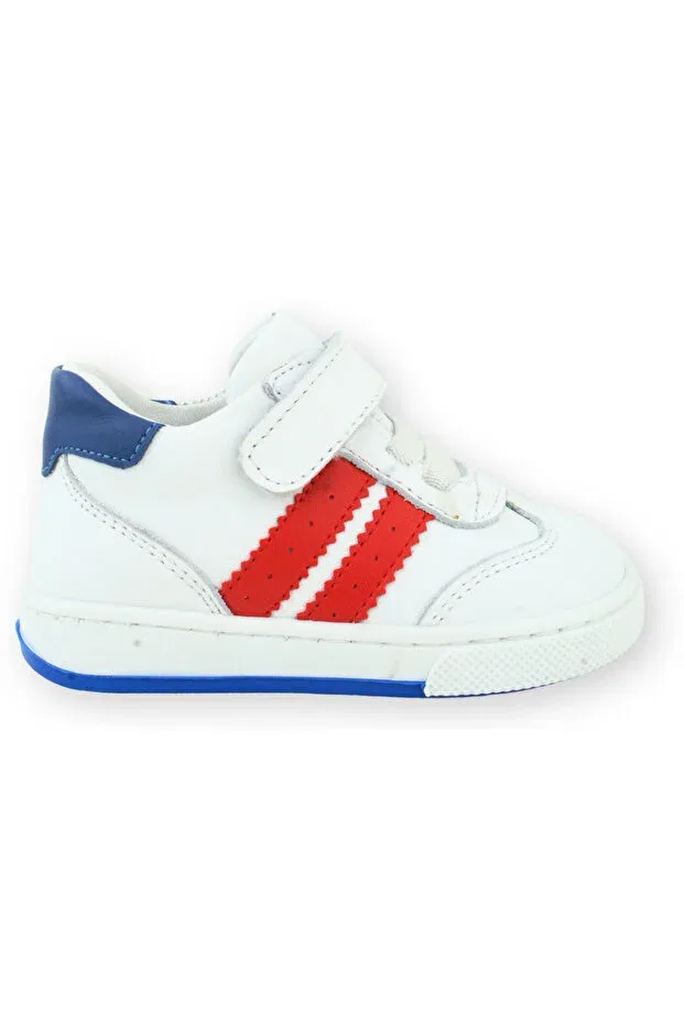 Детские кеды для девочек с принтом First step comfortable fit sneakers white-red Nubebe, White-Red