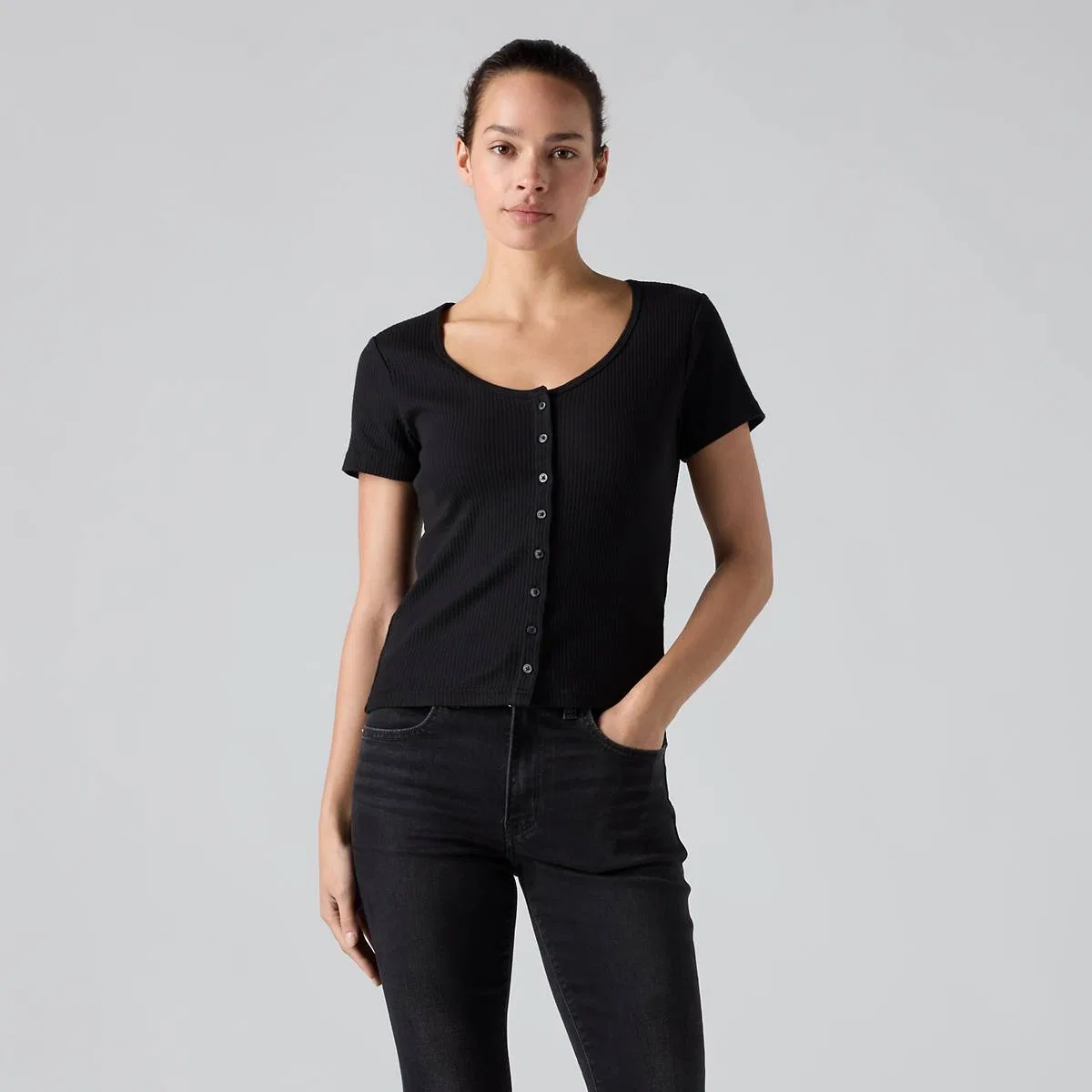 Рубашка с коротким рукавом на пуговицах от Austen Levi's, Anthracite Night - Black — фото 3