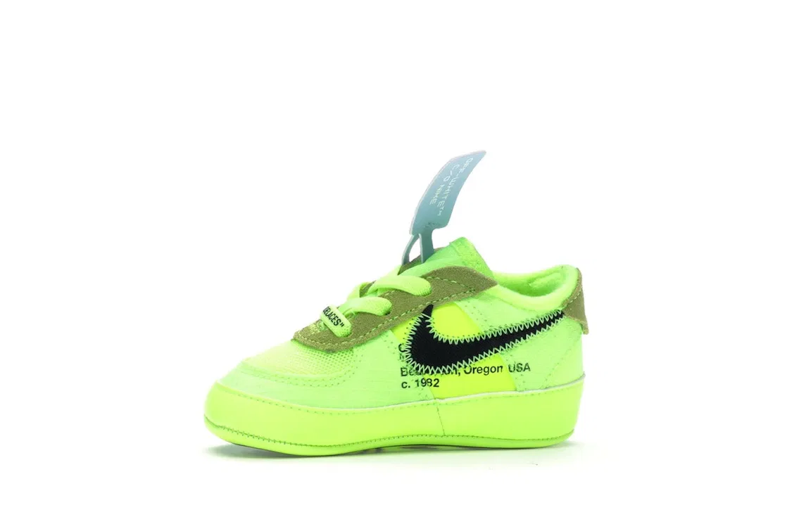 Детские кроссовки с ярким цветом Nike Air Force 1 Low Off-White Volt Nike, Volt/Hyper Jade-Cone-Black — фото 3